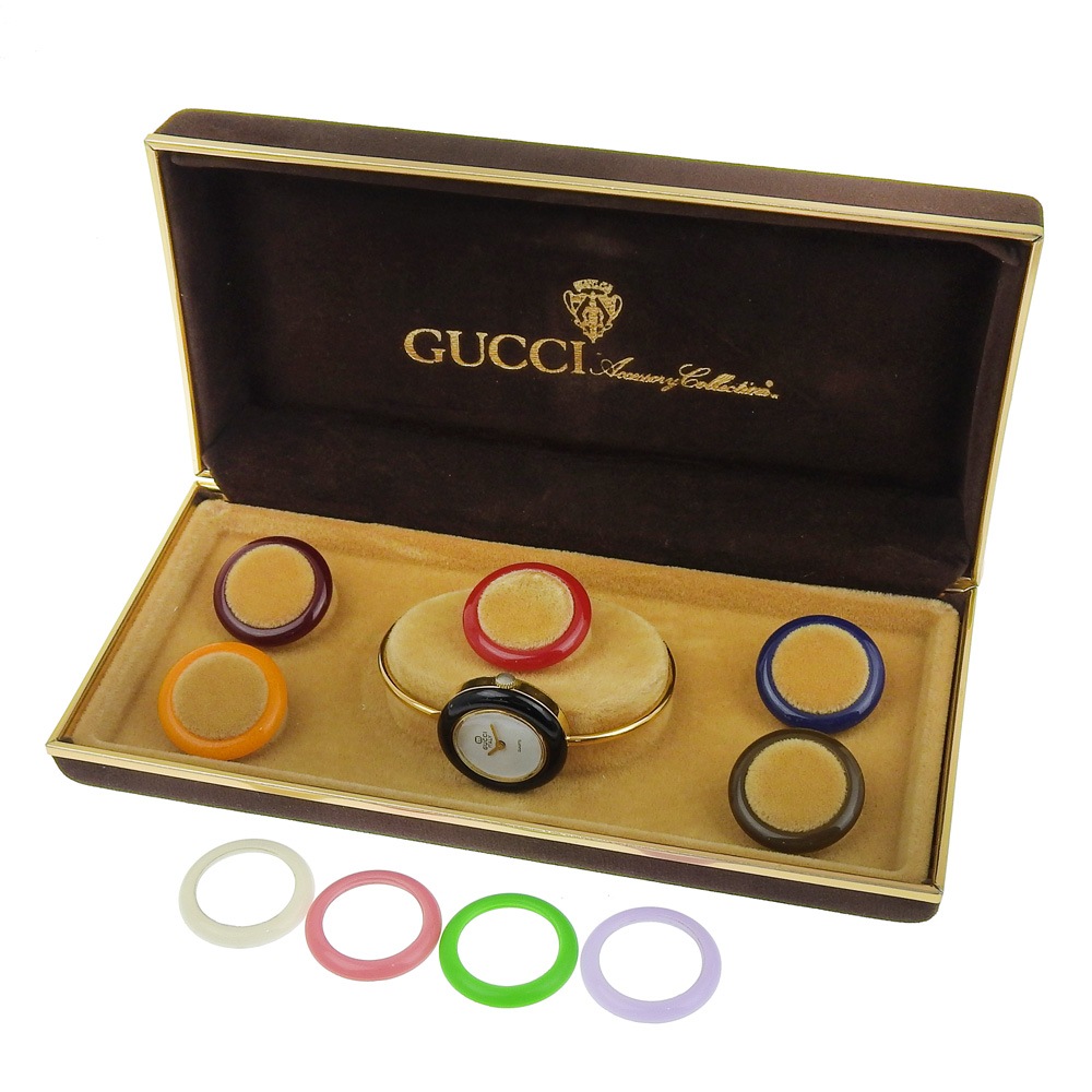 チェンジベゼル 腕時計 金メッキ クオーツ アナログ表示 レディース 白文字盤 中古品 チェンジベゼル 腕時計 金メッキ クオーツ アナログ表示 レディース 白文字盤 中古品