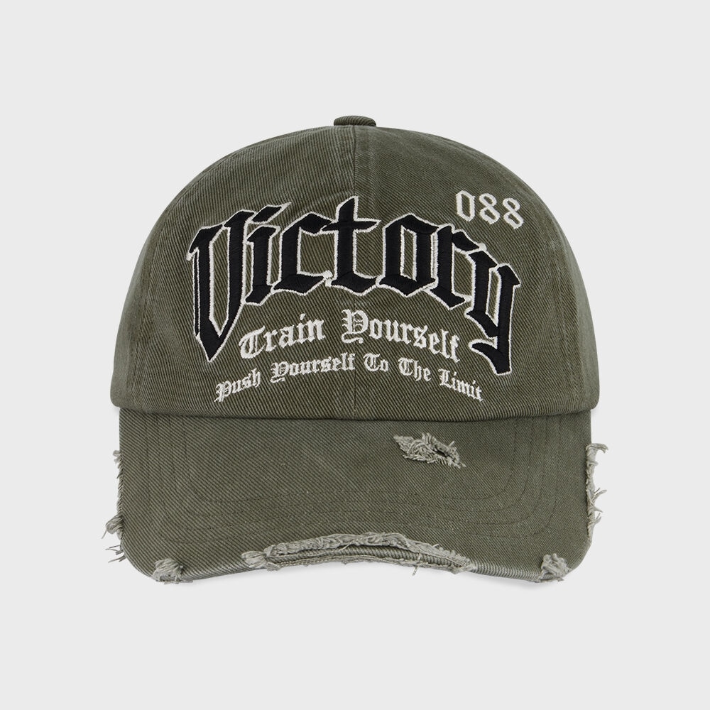 HDEX バイザーダメージボールキャップ (カーキ)