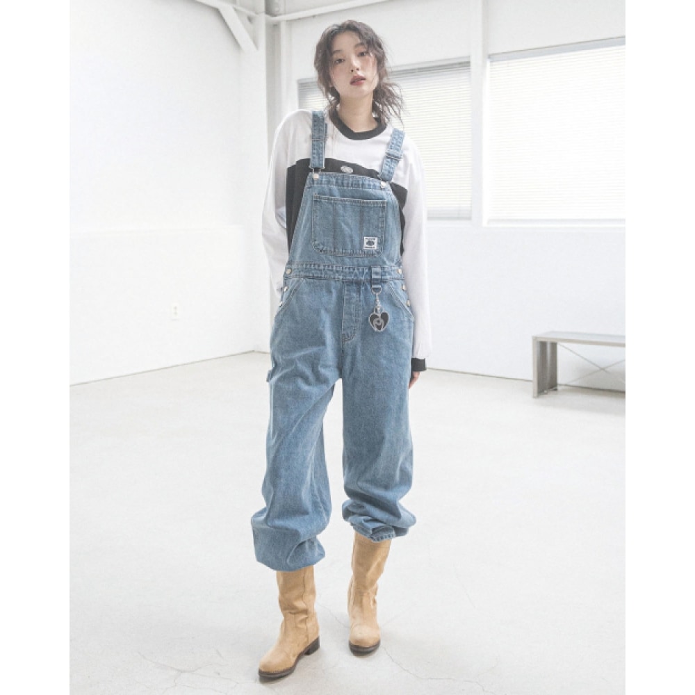 ハビズムローズデニムオーバーオー ノースリーブ オールインワン