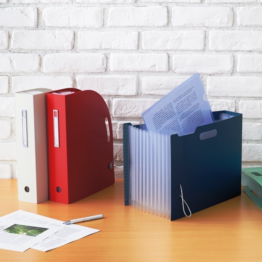 （まとめ買い）ドキュメントボックス A4 ヨコ ネイビー F-7691-11 [x3]