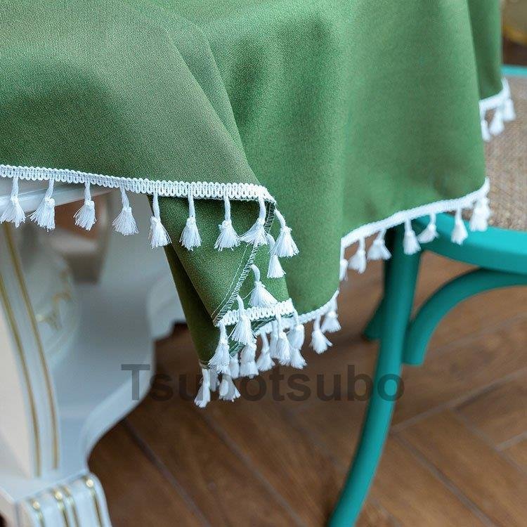 人气新作円形 純色 防水 インテリ テーブルカバー 汚れ防止 テーブルクロス 風 フリンジ裾 丸形 耐熱