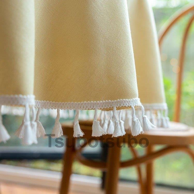 人气新作円形 純色 防水 インテリ テーブルカバー 汚れ防止 テーブルクロス 風 フリンジ裾 丸形 耐熱