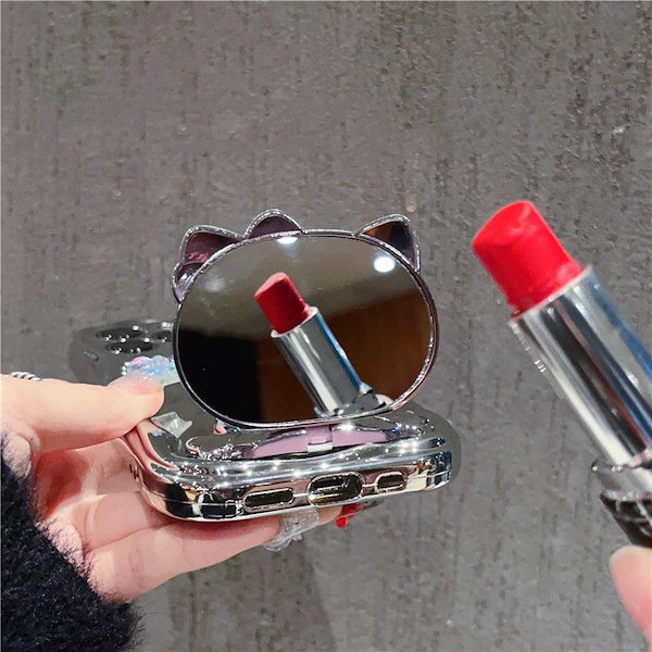 iPhone - お銀ちゃん Qoo10] サンリオ キラキラ 鏡付 キティちゃん iphon