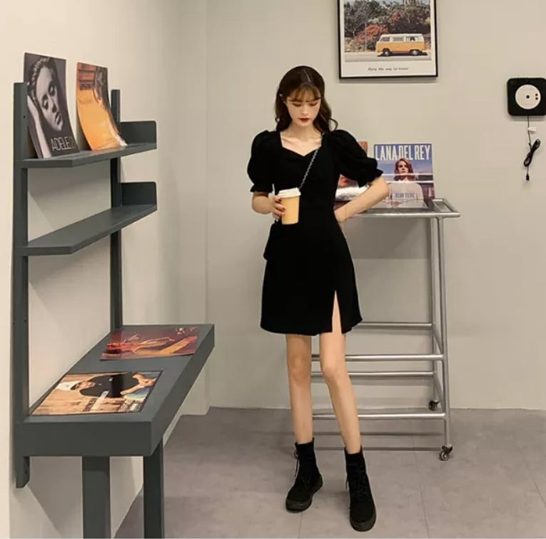 スカート パンツ ミニ ミニ丈 膝丈 ひざ丈 袖あり 半袖 パフスリーブ 襟なし ペンタゴンネック 細身 ストレート ハイウエスト かわいい シンプル 大人 おしゃれ お洒落 かっこいい 大人可愛い