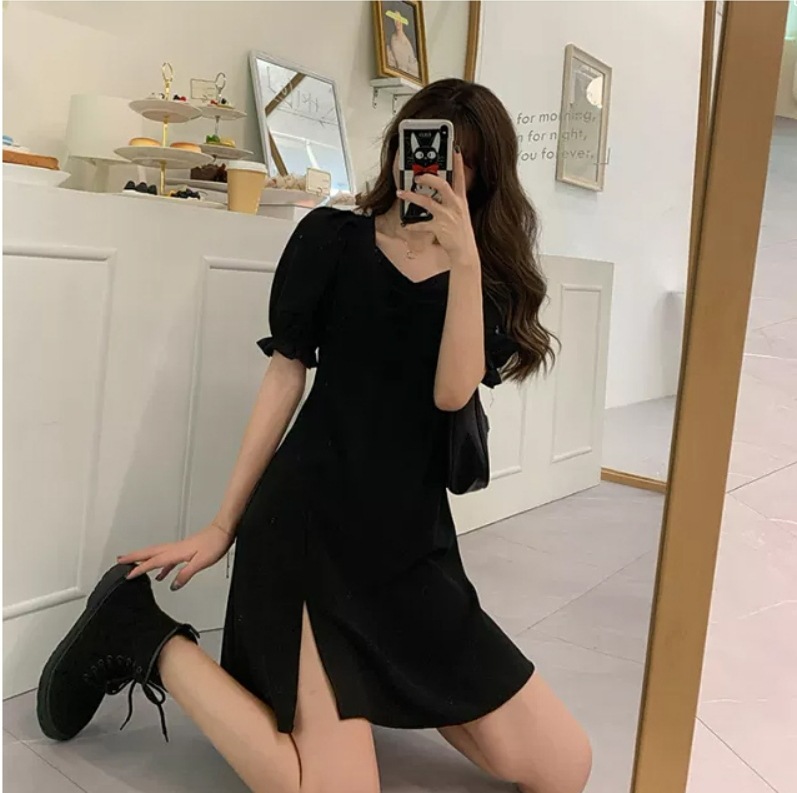 スカート パンツ ミニ ミニ丈 膝丈 ひざ丈 袖あり 半袖 パフスリーブ 襟なし ペンタゴンネック 細身 ストレート ハイウエスト かわいい シンプル 大人 おしゃれ お洒落 かっこいい 大人可愛い