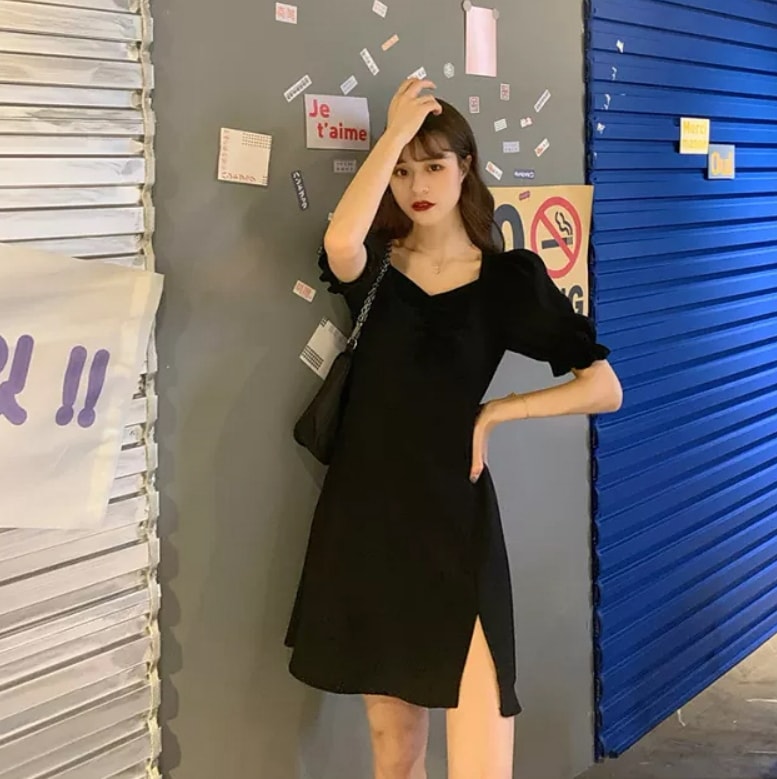 スカート パンツ ミニ ミニ丈 膝丈 ひざ丈 袖あり 半袖 パフスリーブ 襟なし ペンタゴンネック 細身 ストレート ハイウエスト かわいい シンプル 大人 おしゃれ お洒落 かっこいい 大人可愛い