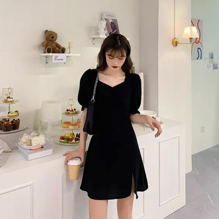 スカート パンツ ミニ ミニ丈 膝丈 ひざ丈 袖あり 半袖 パフスリーブ 襟なし ペンタゴンネック 細身 ストレート ハイウエスト かわいい シンプル 大人 おしゃれ お洒落 かっこいい 大人可愛い