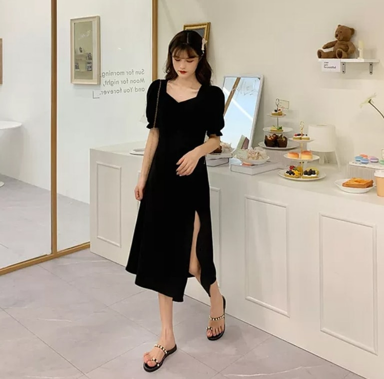 スカート パンツ ミニ ミニ丈 膝丈 ひざ丈 袖あり 半袖 パフスリーブ 襟なし ペンタゴンネック 細身 ストレート ハイウエスト かわいい シンプル 大人 おしゃれ お洒落 かっこいい 大人可愛い