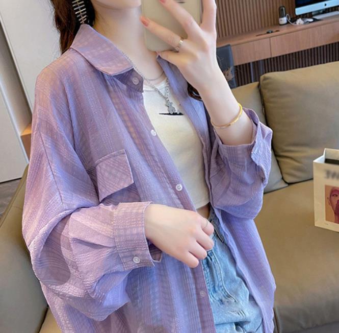 シアー ポケットシャツ シースルー 羽織り 夏 春 uvカット シャツ シアーシャツ ストライプ レディース uv カーディガン サマーカーディガン UV対策 日焼け止め 紫外線対策 ロング ブラウス