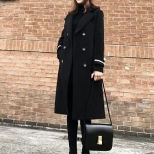 レディース ジャケット 上着 羽織り コート アウター チェスターコート ライン ミドル丈 Vネック 映え 高見え 可愛い かわいい 韓国 かっこいい カジュアル 大人 上品 シンプル クラシック l