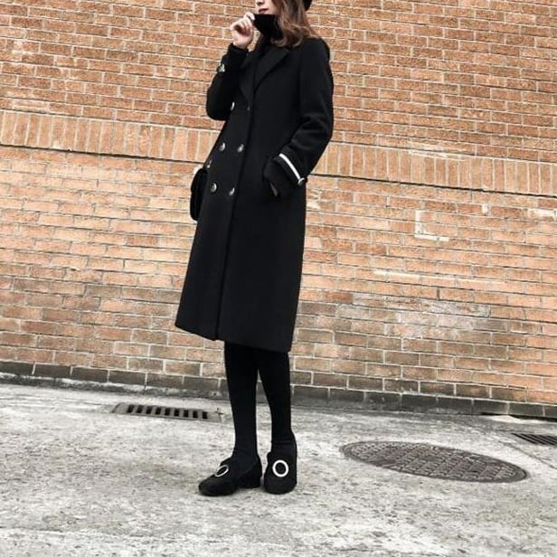 レディース ジャケット 上着 羽織り コート アウター チェスターコート ライン ミドル丈 Vネック 映え 高見え 可愛い かわいい 韓国 かっこいい カジュアル 大人 上品 シンプル クラシック l