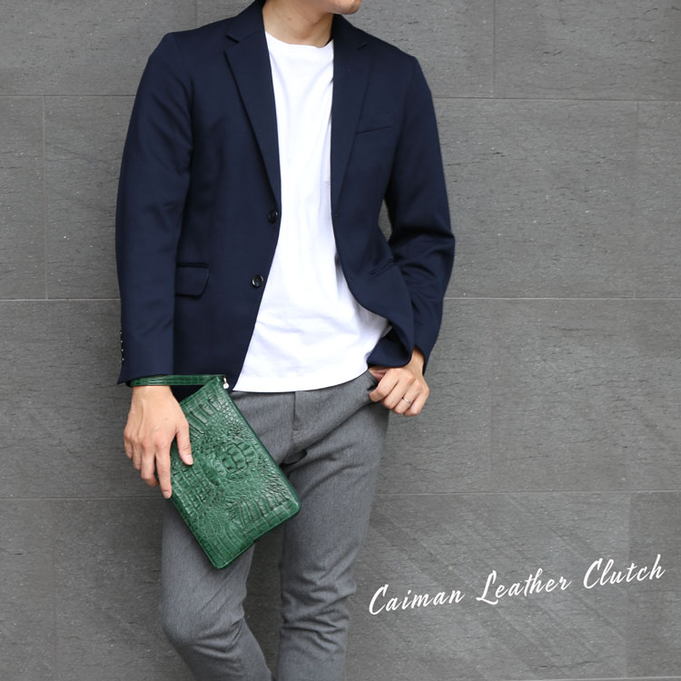 カイマンレザーマットクラッチバッグ