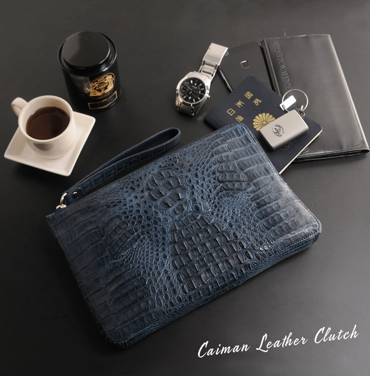 カイマンレザーマットクラッチバッグ