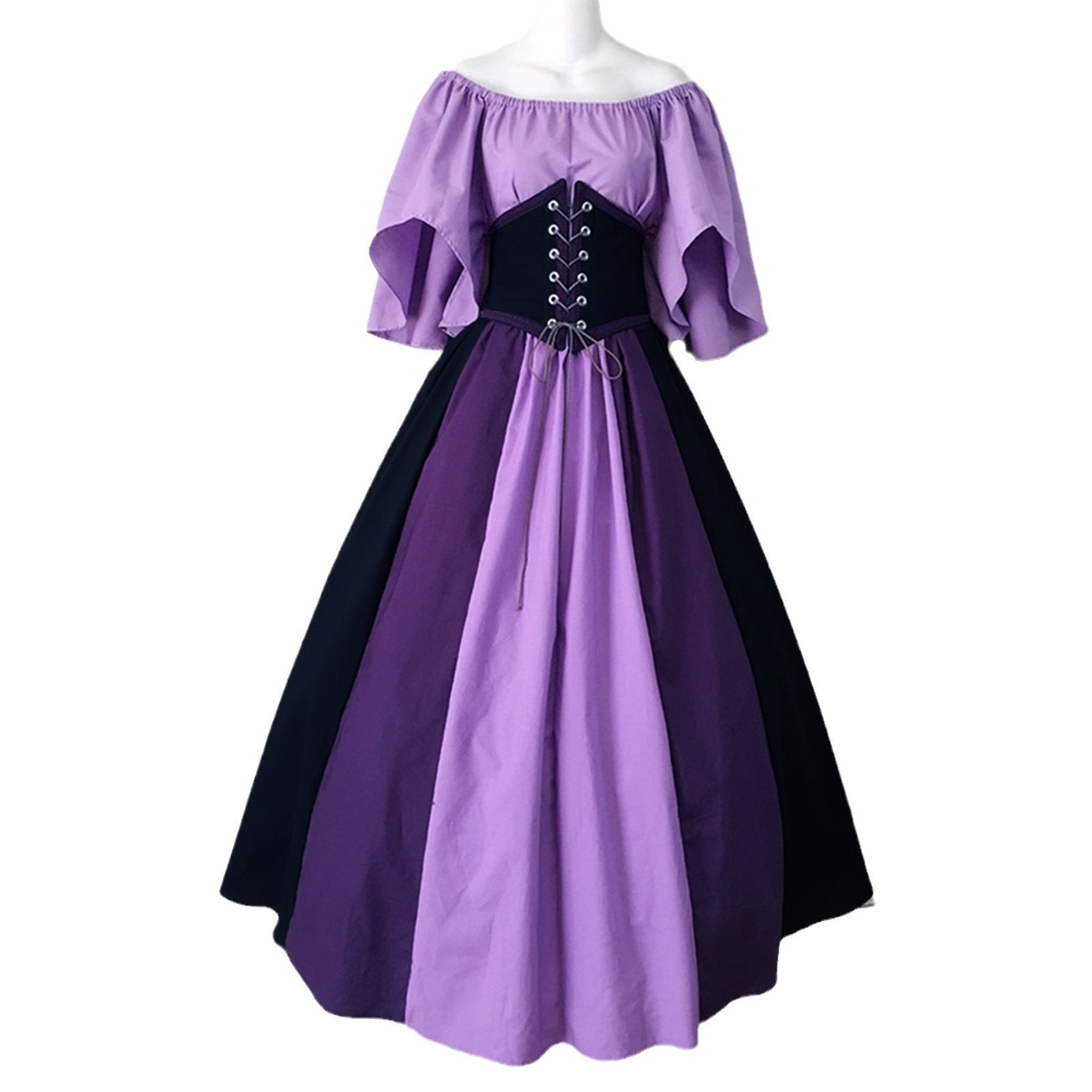 【2025新作】中世衝突色修身スカート飛袖大きいスカート1字肩ワンピース女性cos服は公演します 【2025新作】中世衝突色修身スカート飛袖大きいスカート1字肩ワンピース女性cos服は公演します