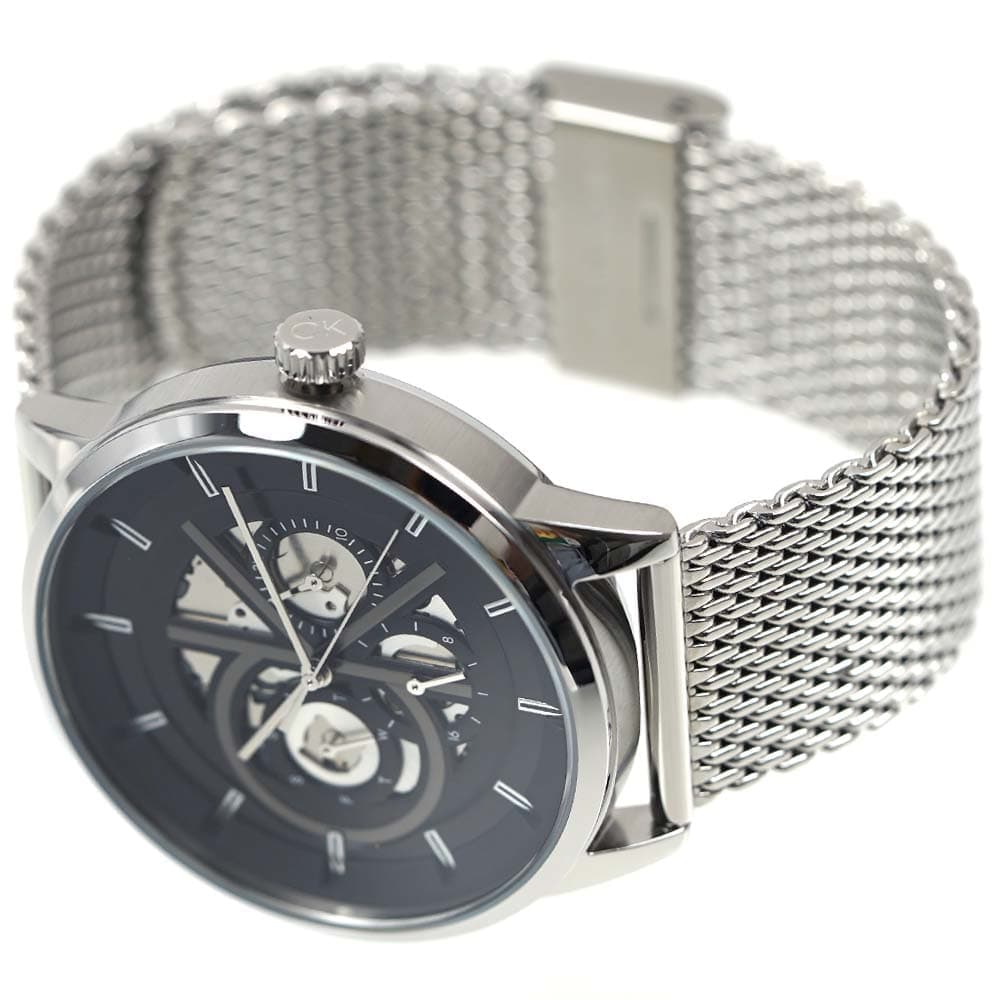 カルバンクライン 腕時計 マーキー 43MM ブラック ステンレスメッシュベルト 日付 曜日 カレンダー Calvin Klein 25200213
