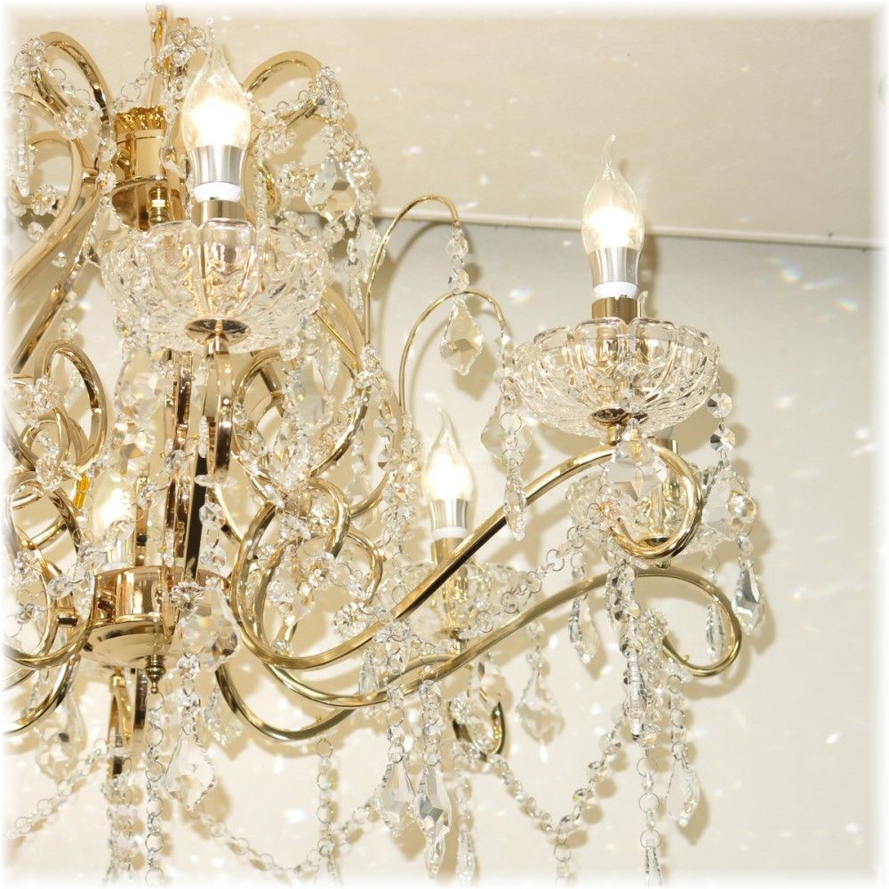 【LED付き！】新品 豪華！ キャンドル8灯 LED クリスタル シャンデリア ゴールドタイプ