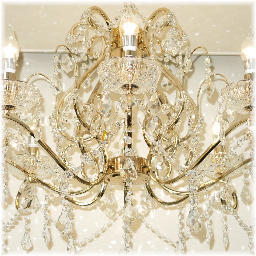 【LED付き！】新品 豪華！ キャンドル8灯 LED クリスタル シャンデリア ゴールドタイプ