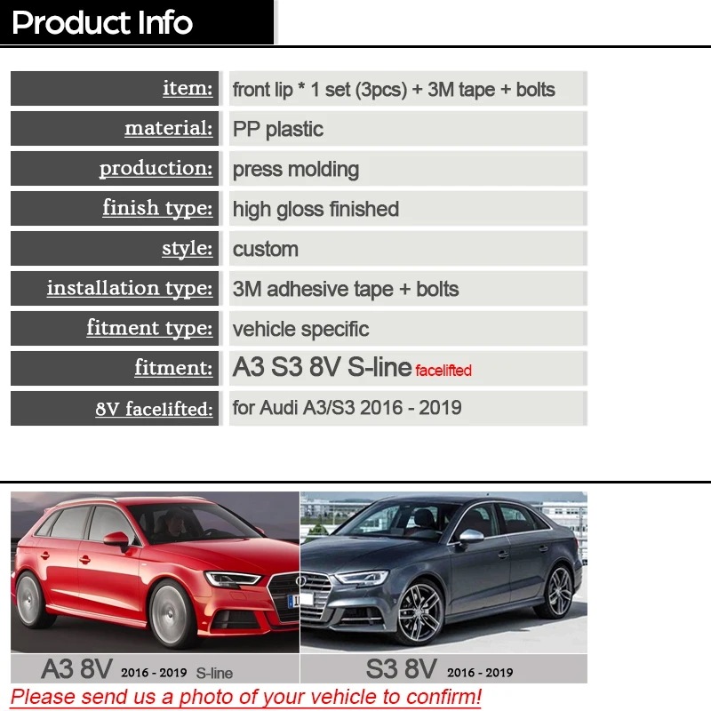 アウディA3,s3,s3,8v,2016-2019,sラインまたは3のみ用のカーボンファイバー光沢のある黒のフロントバンパー アウディA3,s3,s3,8v,2016-2019,sラインまたは3のみ用のカーボンファイバー光沢のある黒のフロントバンパー