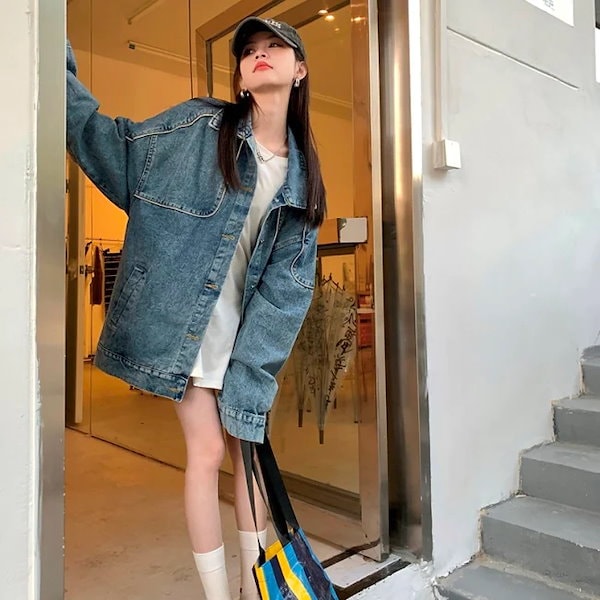 激安店舗 pinue オーバーサイズデニムジャケット（カーキ） ジャケット・アウター