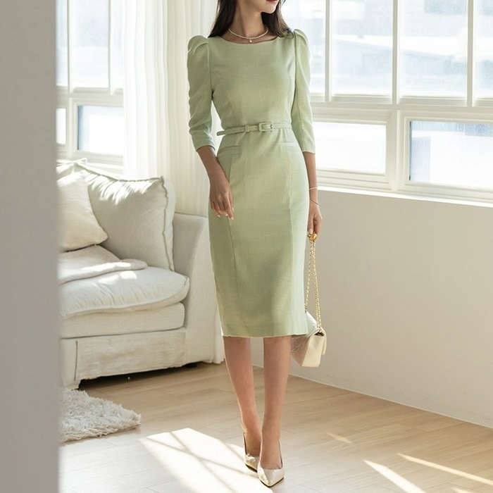 ワンピース 結婚式 袖あり パーティードレス ベルトセット 春 ワンピース 結婚式 袖あり パーティードレス ベルトセット 春