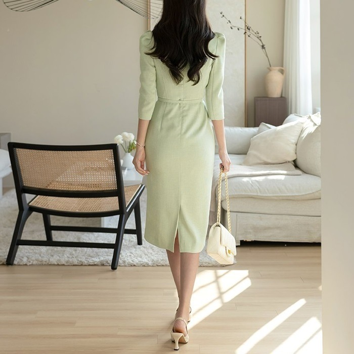 ワンピース 結婚式 袖あり パーティードレス ベルトセット 春 ワンピース 結婚式 袖あり パーティードレス ベルトセット 春