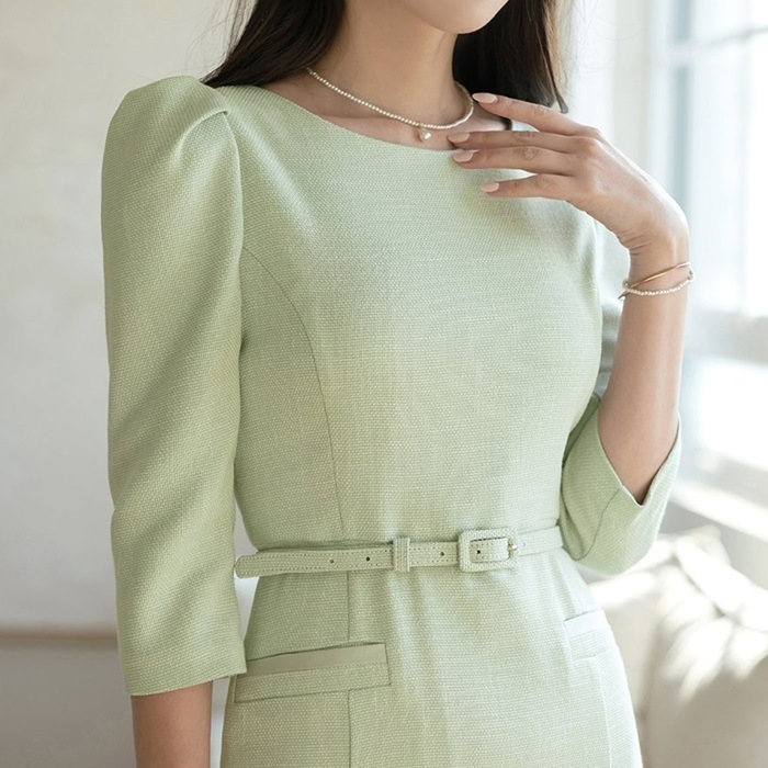 ワンピース 結婚式 袖あり パーティードレス ベルトセット 春 ワンピース 結婚式 袖あり パーティードレス ベルトセット 春