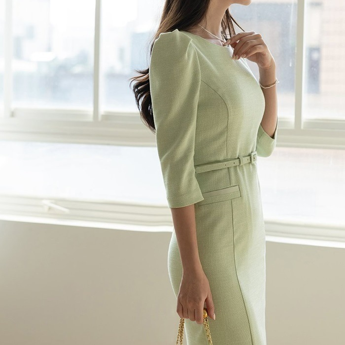 ワンピース 結婚式 袖あり パーティードレス ベルトセット 春 ワンピース 結婚式 袖あり パーティードレス ベルトセット 春