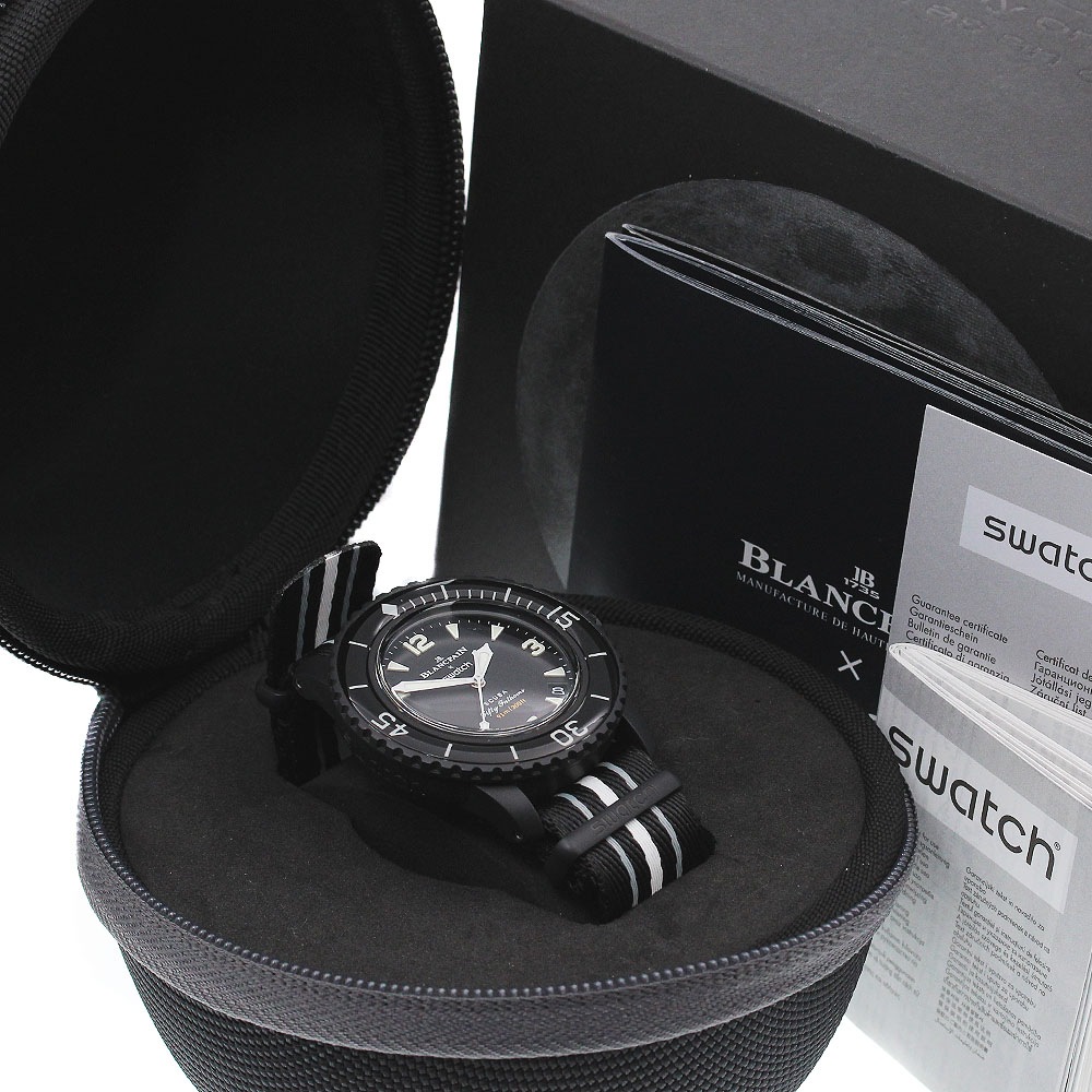ブランパン Blancpain SO35B400 スウォッチ × ブランパン フィフティ ファゾムス オーシャン・オブ・ストーム 極美品 箱・保証書付_848952【中古】