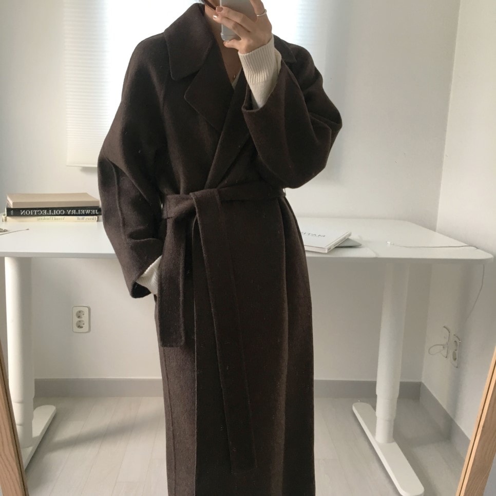 秋冬定番 アウター ベルト付き フリース　調整可能 体型カバー ロングチェスターコート 厚い 韓国 ファッション パーカー ノーカラージャケット レディース ロング 通勤 通学 冷房対策 カジュアル