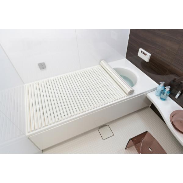 風呂ふた シャッター 70×120cm用 M12 風呂蓋 おしゃれ フタ 浴槽蓋 ロール 巻き型 抗菌 ホワイト 白 日本製 洗いやすい ウェーブ型 軽い