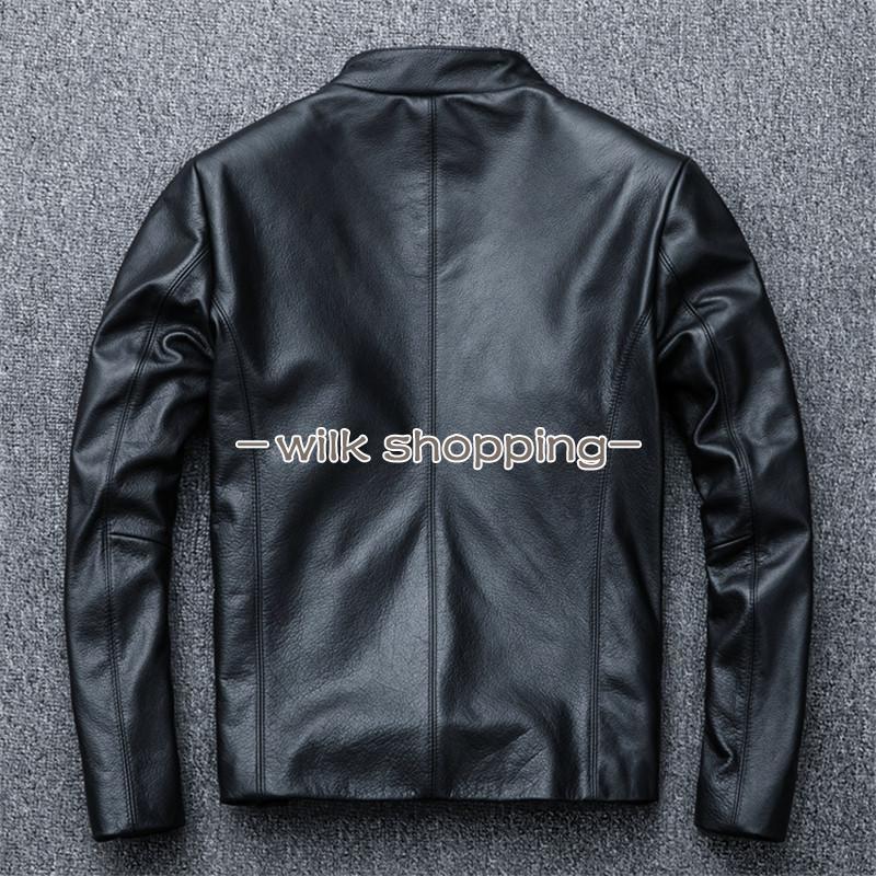 レザージャケット メンズ ライダースジャケット 本革 牛革 革ジャン スタンドカラー シンプル 柔らかい 肌触りいい 着痩せ おしゃれ 感