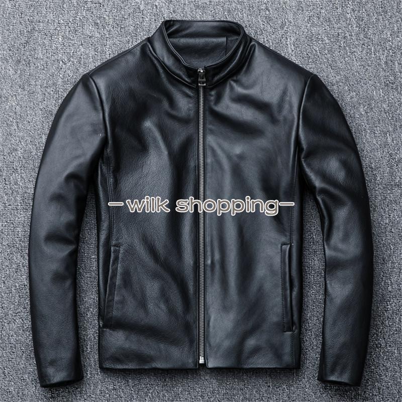 レザージャケット メンズ ライダースジャケット 本革 牛革 革ジャン スタンドカラー シンプル 柔らかい 肌触りいい 着痩せ おしゃれ 感