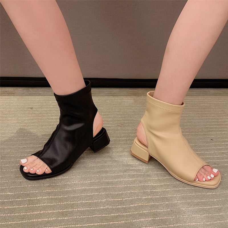 レディース ショートブーツ サイドジップ オープントゥ 3.5cmヒール 太ヒール スクエアトゥ カジュアル 大人 流行り 上品 きれいめ シンプル クラシック エレガント 個性的 涼し気 lsho0 レディース ショートブーツ サイドジップ オープントゥ 3.5cmヒール 太ヒール スクエアトゥ カジュアル 大人 流行り 上品 きれいめ シンプル クラシック エレガント 個性的 涼し気 lsho0