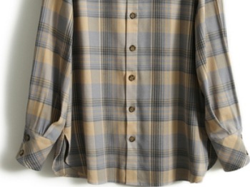 チェック柄長袖シャツ トップス シャツ ブラウス ロング丈 長袖 襟付き ストレート ポケット