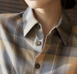 チェック柄長袖シャツ トップス シャツ ブラウス ロング丈 長袖 襟付き ストレート ポケット