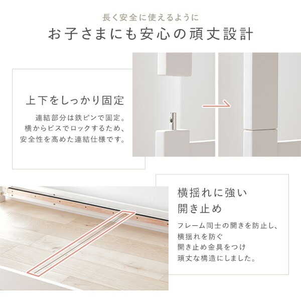 2段 ベッド ショート丈セミシングル 国産薄型ポケットコイルマットレス付き ホワイト 連結&分割可 ベッドフレーム 組立品 2段 ベッド ショート丈セミシングル 国産薄型ポケットコイルマットレス付き ホワイト 連結&分割可 ベッドフレーム 組立品