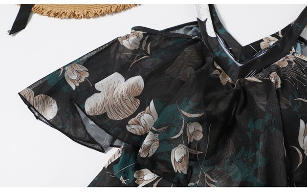 ワンピース水着 セクシー レディース 水着 半袖 体型カバー 2点セット 可愛い 痩せ見え リゾート 温泉 ビーチ プール 海 水泳 花柄 セパレート オトナ女子 かわいい おしゃれ