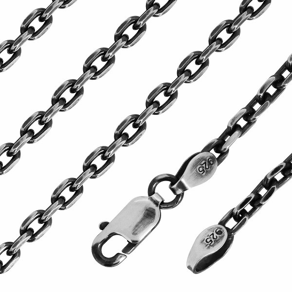 シルバーいぶし4面カットあずきチェーン 幅約2.6mm 60cm シルバー925 ネックレス シルバーいぶし4面カットあずきチェーン 幅約2.6mm 60cm シルバー925 ネックレス