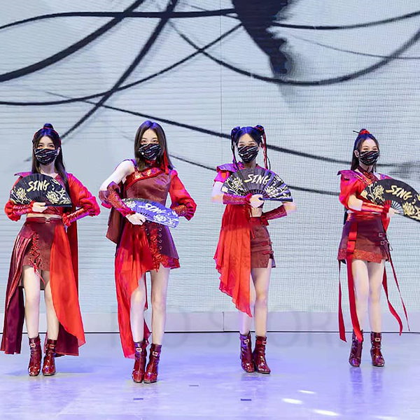 コスプレ　ダンス　ライト　4本セット Qoo10] 【即納】赤 ダンス衣装 セットアップ 大