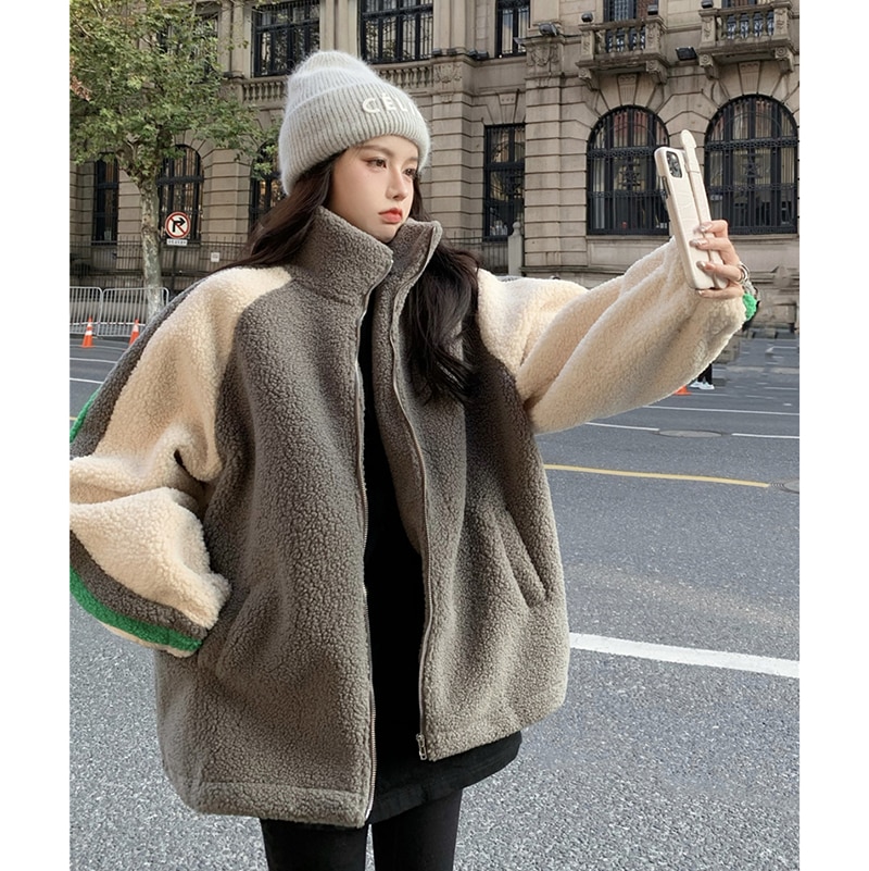 ボアコート ウールコート ジャケット コート アウター 冬 レディース スタンドカラー 韓国 ラムウールコート a3584 ボアコート ウールコート ジャケット コート アウター 冬 レディース スタンドカラー 韓国 ラムウールコート a3584