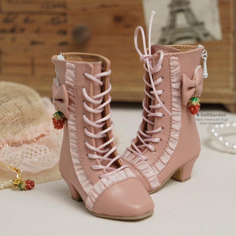 ドール用靴 BJD 1/4 1/6 ショートブーツ ハイヒール クリーム/ホワイト/ピンク YOSD/MSDサイズ球体関節人形用シューズ 蝶結び フリル ドール用靴 BJD 1/4 1/6 ショートブーツ ハイヒール クリーム/ホワイト/ピンク YOSD/MSDサイズ球体関節人形用シューズ 蝶結び フリル