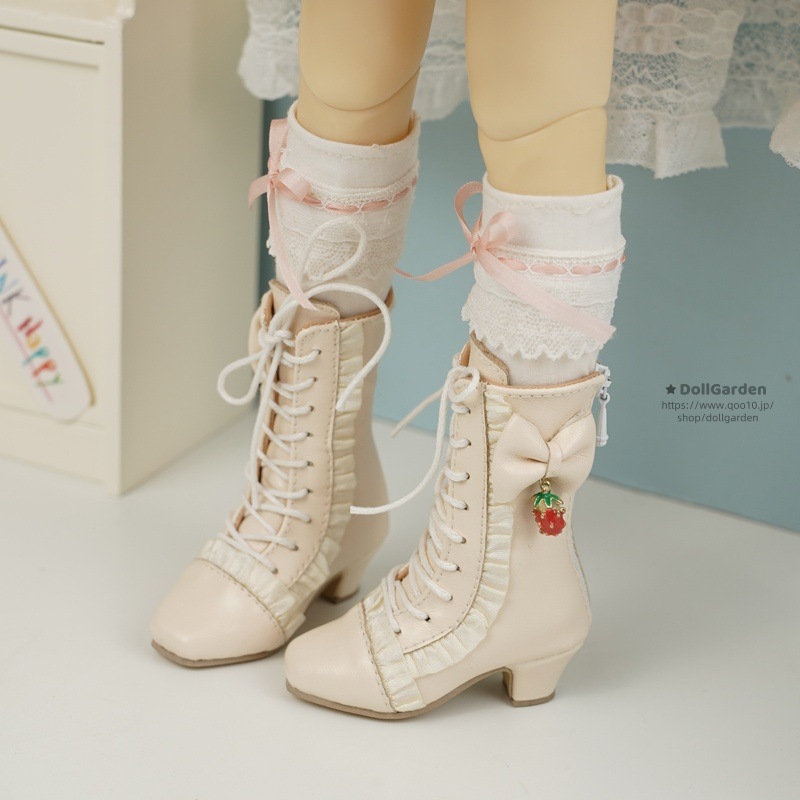 ドール用靴 BJD 1/4 1/6 ショートブーツ ハイヒール クリーム/ホワイト/ピンク YOSD/MSDサイズ球体関節人形用シューズ 蝶結び フリル ドール用靴 BJD 1/4 1/6 ショートブーツ ハイヒール クリーム/ホワイト/ピンク YOSD/MSDサイズ球体関節人形用シューズ 蝶結び フリル