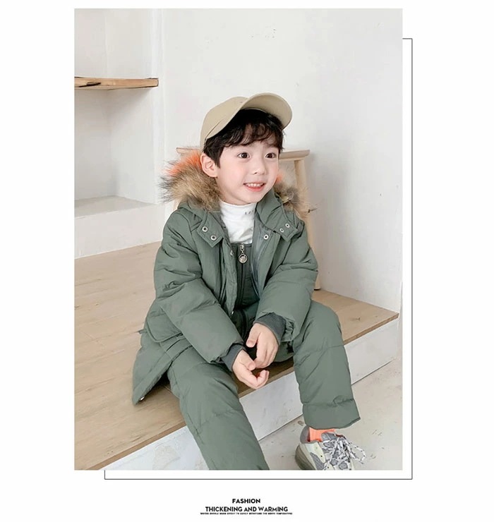 ダウンコート　キッズ　アウター ダウンジャケット コート ダウンオールワン 子供服 女の子 男の子　セットアップ　コート ジャケット 長袖 ラクーンファー付き あたたかい こども 防寒 アウトドア 秋