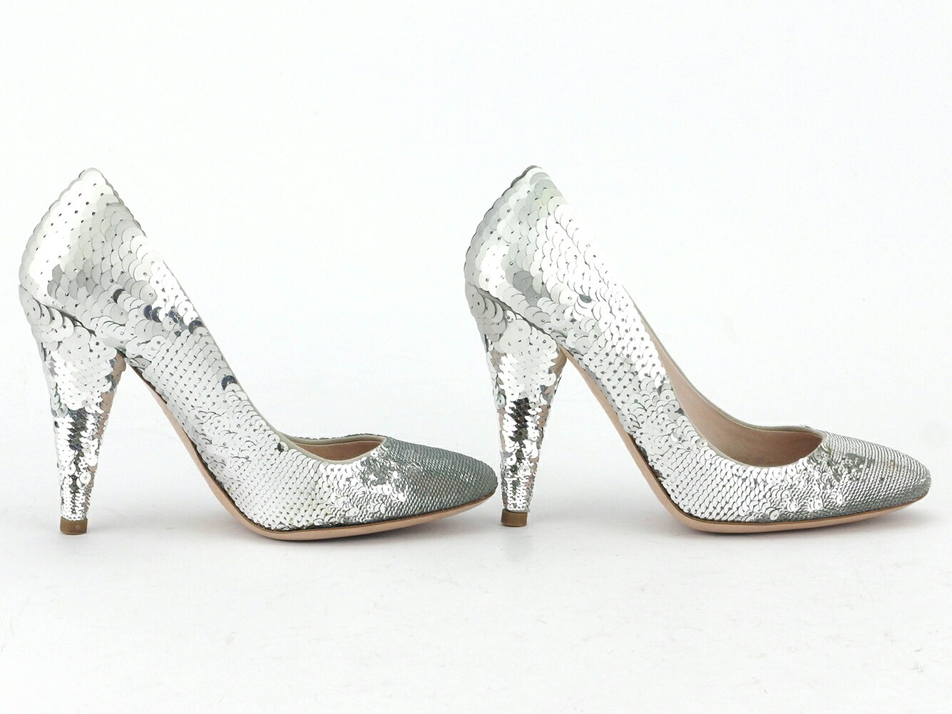 Miu Miu シルバー ハイヒール パンプス miu miu シルバー グリッター