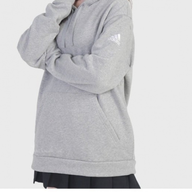 アディダスフリースプルオーバー起毛フード付きTシャツ AD-HD1 ブラックグレー