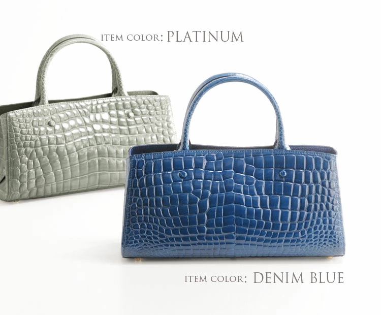 クロコダイルレザーハンドバッグ横型 クロコダイルレザーハンドバッグ横型
