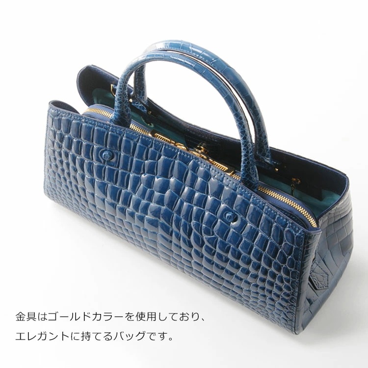 クロコダイルレザーハンドバッグ横型 クロコダイルレザーハンドバッグ横型