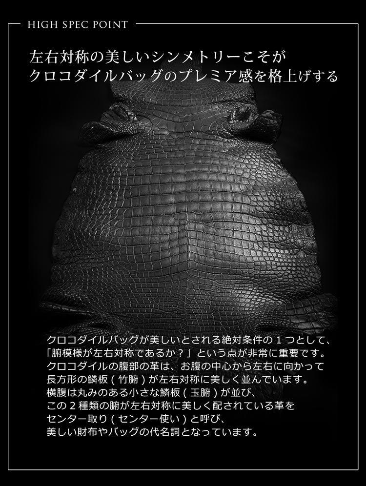 クロコダイルレザーハンドバッグ横型 クロコダイルレザーハンドバッグ横型