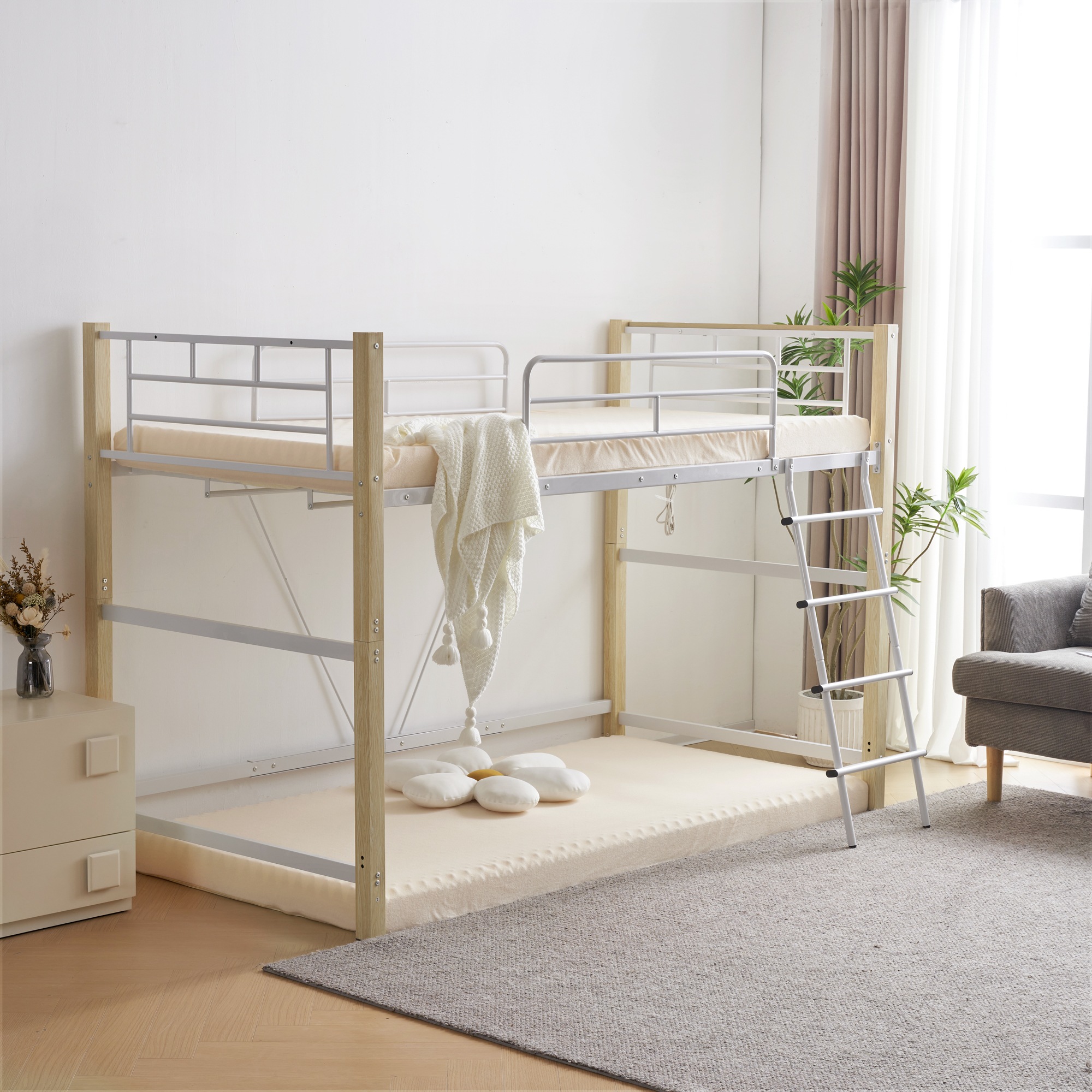 【国内発送&送·料·無·料】【高さ140cm】ロフトベッド パイプベッド シングル 耐荷重150kg システムベッド ロータイプ ミドルタイプ 棚 収納 北欧風 大人 一人暮らし ハンガーポール4本付