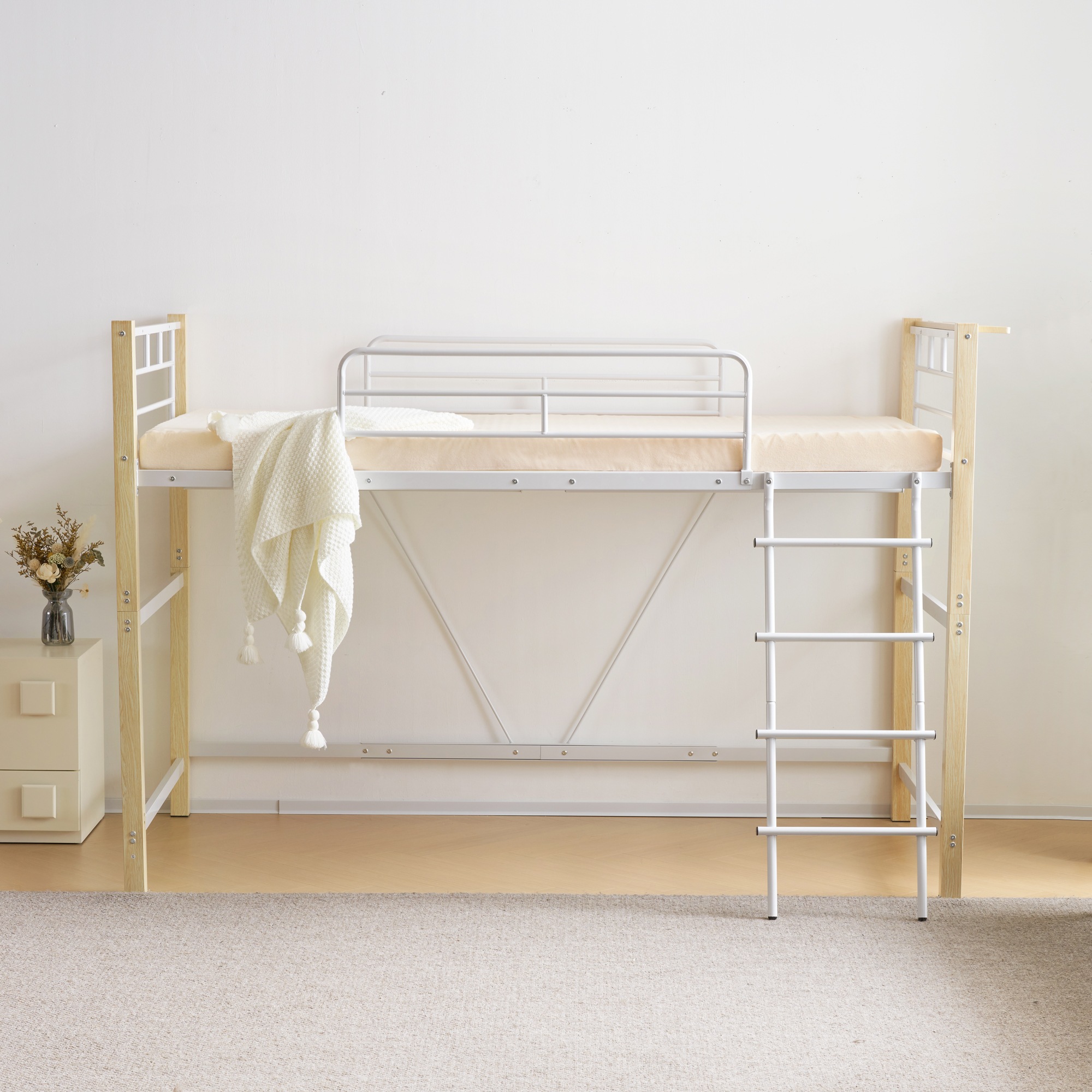 【国内発送&送·料·無·料】【高さ140cm】ロフトベッド パイプベッド シングル 耐荷重150kg システムベッド ロータイプ ミドルタイプ 棚 収納 北欧風 大人 一人暮らし ハンガーポール4本付